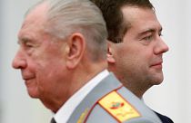 Dmitry Yazov (L) and Dmitry Medvedev in 2009.
