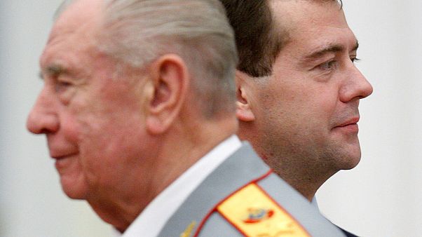 Dmitry Yazov (L) and Dmitry Medvedev in 2009. Dmitry Yazov (L) and Dmitry Medvedev in 2009.