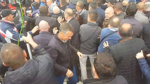 Albanian protesters try to storm parliament building in Tirana Albanian protesters try to storm parliament building in Tirana