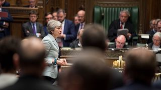 Theresa May addresses the UK parliament.