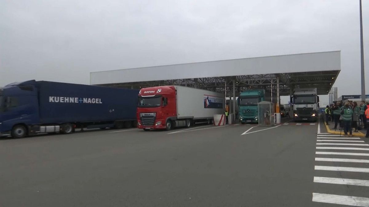 Lorries at the Channel Tunnel