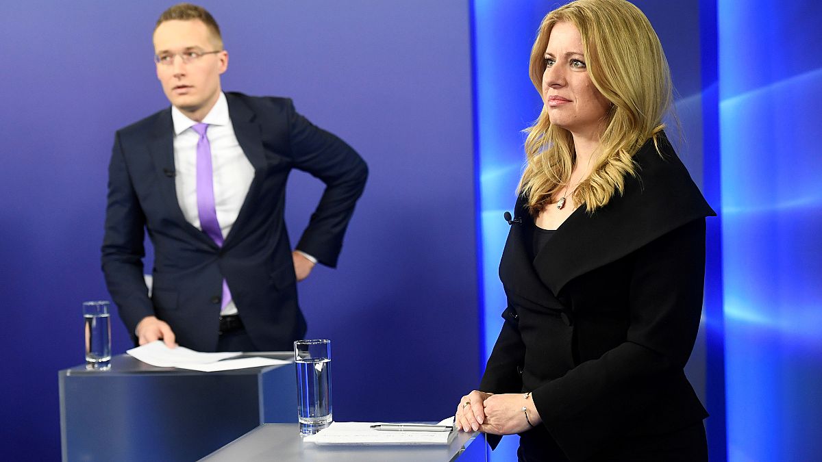  Slovakia's presidential candidates Zuzana Caputova and Maros Sefcovic 