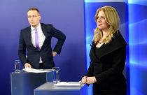  Slovakia's presidential candidates Zuzana Caputova and Maros Sefcovic
