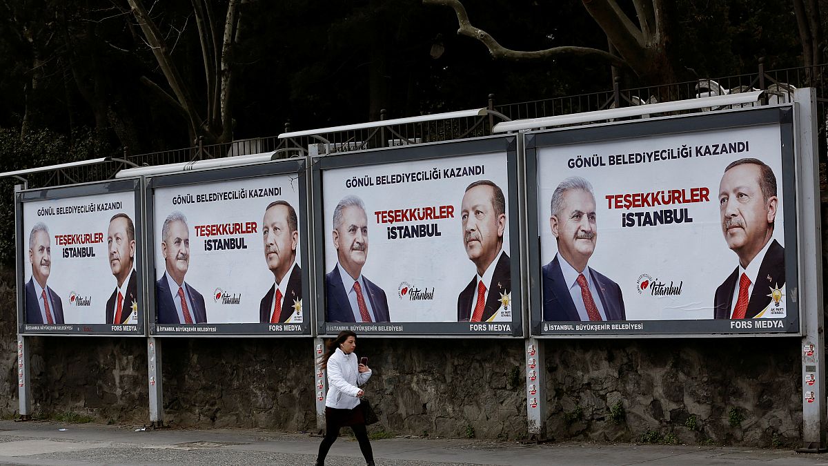 AKP billboards in Istanbul featuring Turkish President Tayyip Erdogan