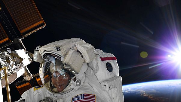 NASA astronaut Anne McClain during a spacewalk form the ISS NASA astronaut Anne McClain during a spacewalk form the ISS