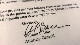 U.S. Attorney General William Barr's signature on his letter to lawmakers