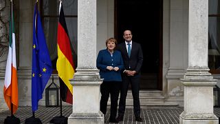 German Chancellor Angela Merkel with Irish PM Leo Varadkar