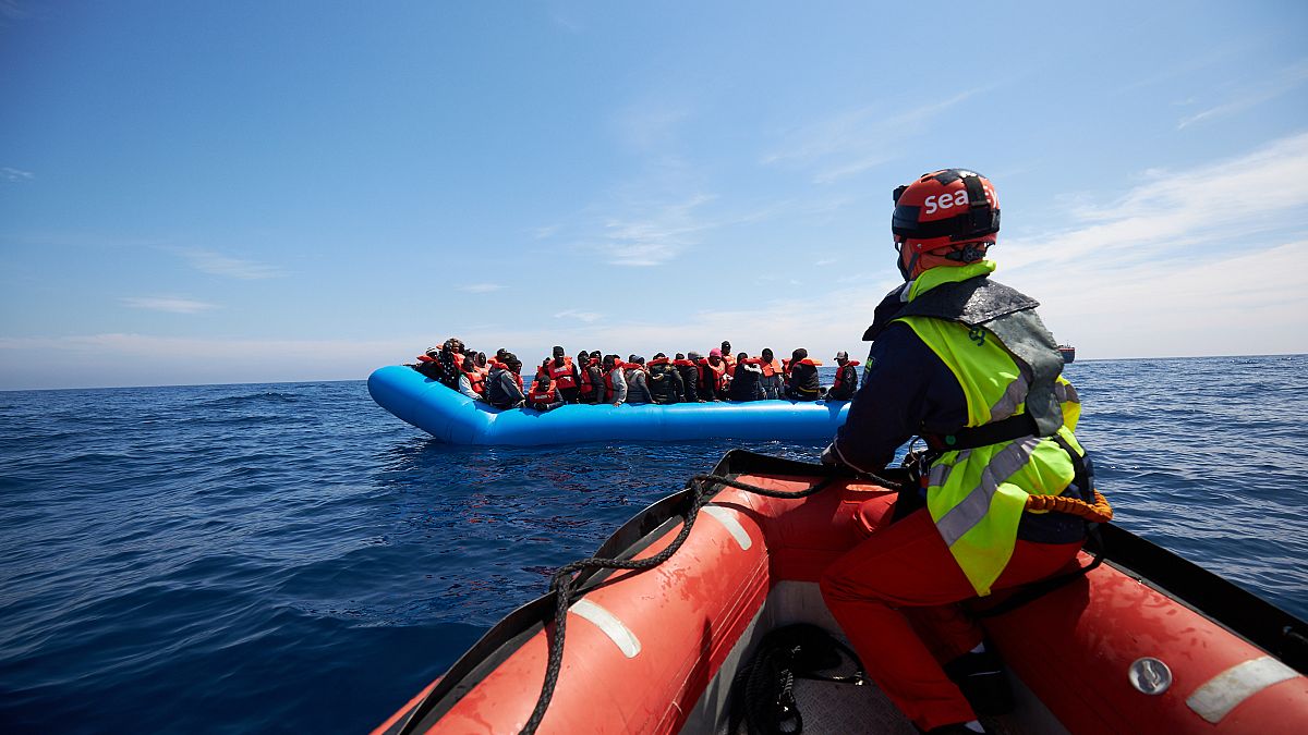 Migrants rescued off the coast of Libya by Sea-Eye on April 3, 2019.