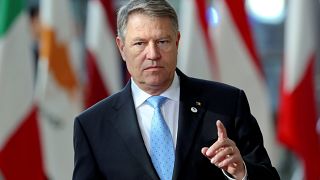 Romanian President Klaus Iohannis arrives at an EU summit, March 22, 2019