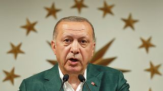الرئيس التركي طيب رجب إردوغان في مؤتمر صحفي في اسطنبول/ 31 مارس آذار 2019