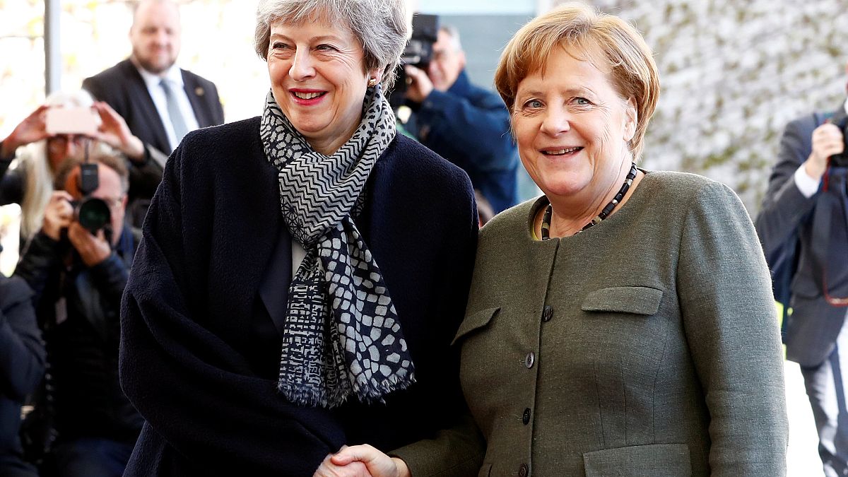 Theresa May and Angela Merkel in Berlin on April 9, 2019.
