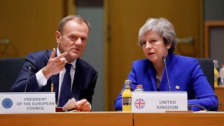 Donald Tusk and Theresa May in Brussels, November 25, 2018.