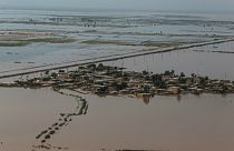 بخشی از مناطق سیل زده در استان خوزستان