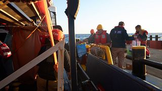 MOAS delivers emergency supplies to the Alan Kurdi rescue ship on April 9