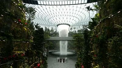 Singapur'da dünyanın en yüksek iç mekan şelalesi açılıyor