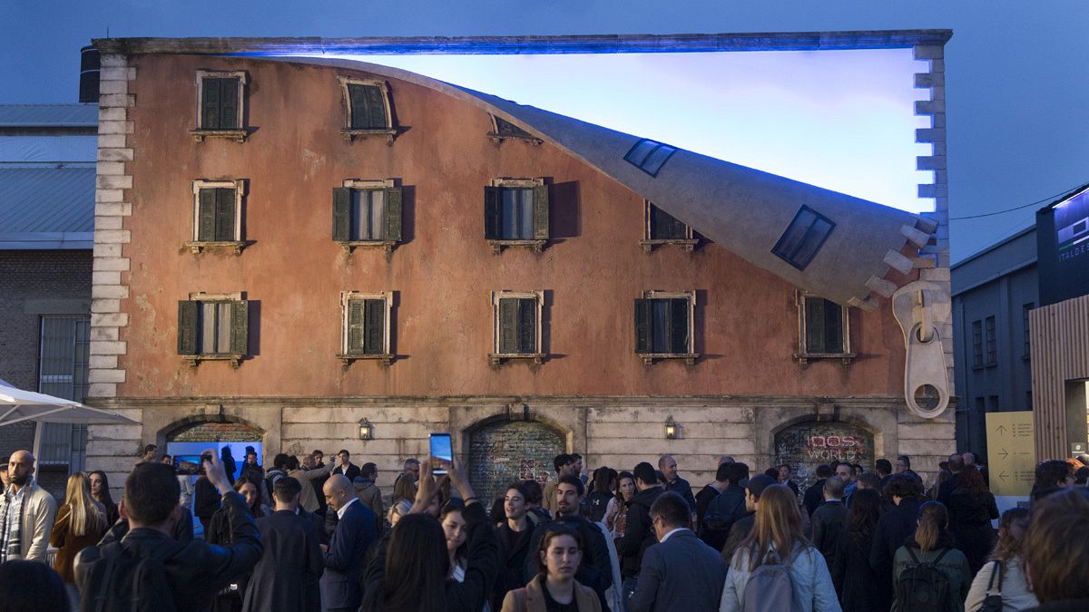 British artist "unzips" building for Milan Design Week