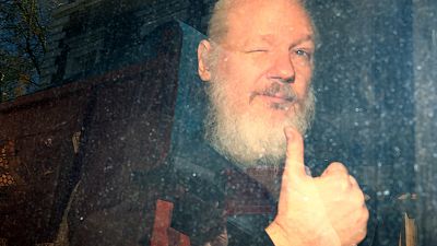 Julian Assange after getting arrested in London