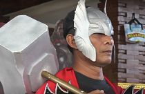 Superheroes step in to help protest Indonesia polling station as voting gets underway