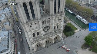 A view of the damage to Notre Dame from above