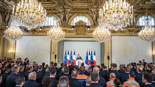 Firefighters honoured at Elysee Palace