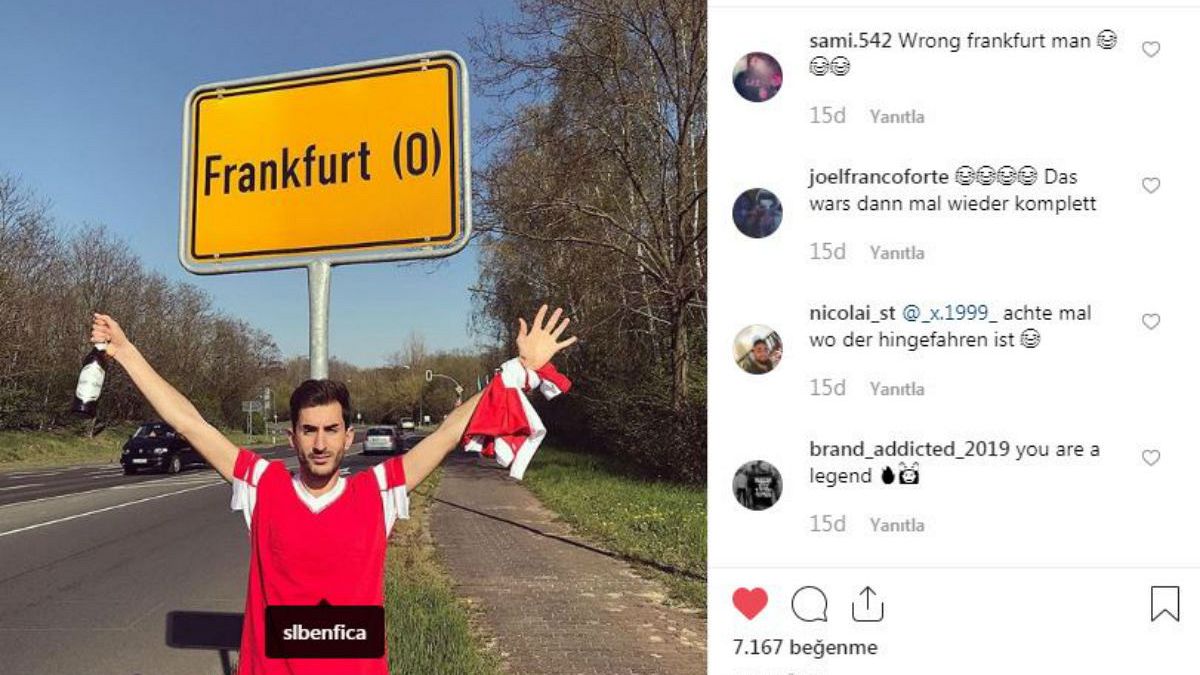 Benfica taraftarı maç için 600 km mesafedeki yanlış 'Frankfurt'a gitti