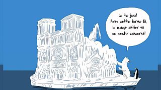 کاریکاتور تاثیرگذار هنرمند فرانسوی در انتقاد به کمک ثروتمندان برای بازسازی نوتردام 
