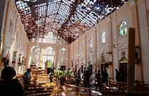 A church in Negombo, Sri Lanka, hit by a bomb blast on April 21, 2019.