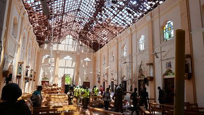 A church in Negombo, Sri Lanka, hit by a bomb blast on April 21, 2019.