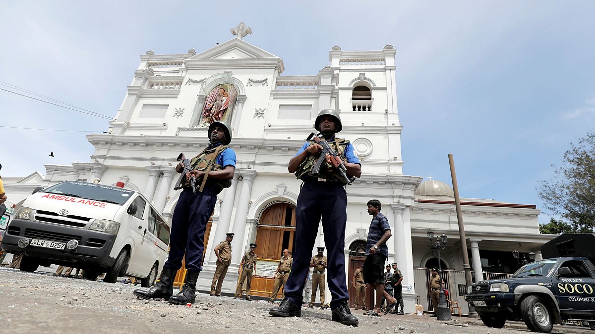 Soldiers outside St Anthony's Shrine in Colombo