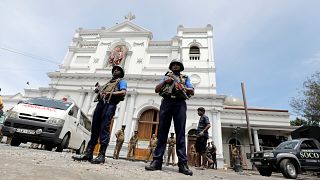 Soldiers outside St Anthony's Shrine in Colombo