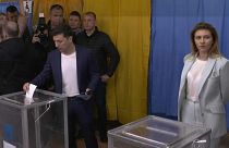Presidential candidate Volodymyr Zelensky casting his vote