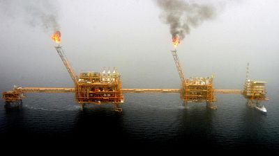 An oil production platform at the Soroush oil fields
