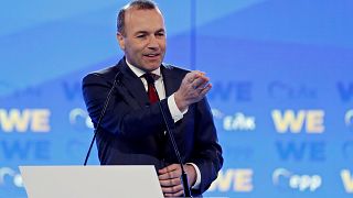 Manfred Weber in Athens, Greece on April 23, 2019.