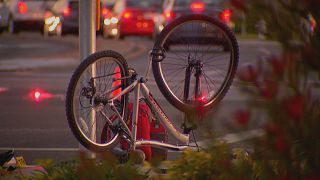 An overturned bike on the scene of the incident