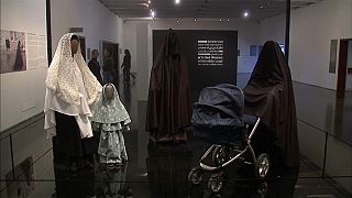 Veils on mannequins at the exhibition