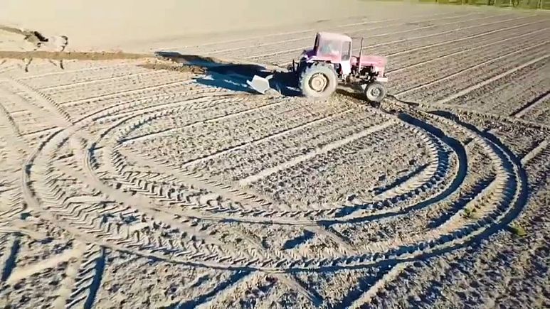 شاهد: بجرار ومحراث فنان إيطالي يحيي الذكرى ال500 لرحيل دافنشي