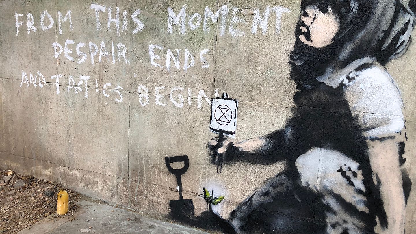 New Banksy appears overnight as climate protests come to a close in London