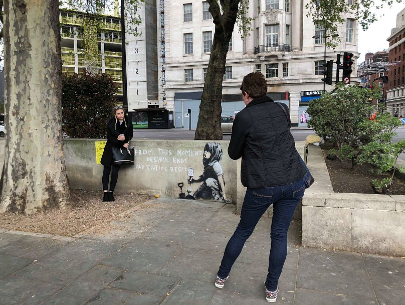 New Banksy appears overnight as climate protests come to a close in London