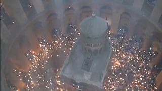 Orthodox christians celebrate Holy Fire in Jerusalem