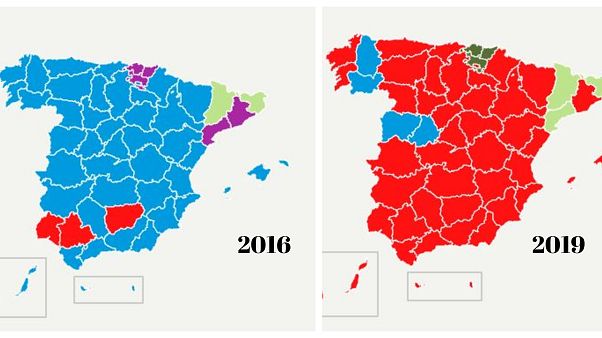 Elezioni, la Spagna cambia colore: dal blu del PP al rosso socialista Elezioni, la Spagna cambia colore: dal blu del PP al rosso socialista