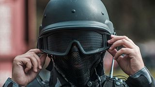 Student assembles Kalashnikov during a military game near Donetsk, Ukraine