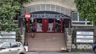  Mediaworks (volt Népszabadság) épületének bejárata Budapesten