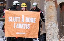 Activists climb aboard rig to protest against new oil and gas drilling in the Norwegian Arctic