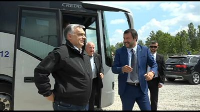Orban and Salvini inspect Hungary's border fence with Serbia