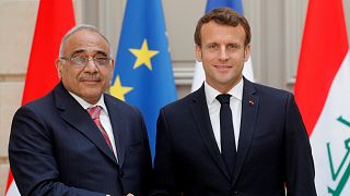 الرئيس الفرنسي إيمانويل ماكرون يستقبل رئيس الوزراء العراقي عادل عبد المهدي