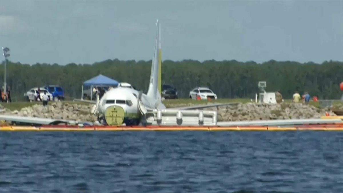 Horrorlandung im Fluss: Boeing 737 rutscht über die Landebahn