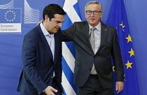 الکسیس سیپراس نخست وزیر یونان و کارل یونکر رئیس کمیسیون اروپا