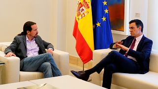 Acting Spanish PM Pedro Sanchez meets with Podemos leader Pablo Iglesias