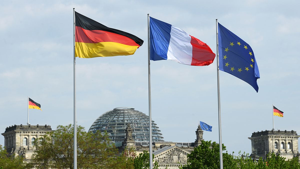 أعلام ألمانيا وفرنسا وأوروبا في برلين 