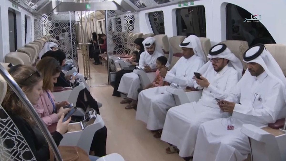 The trains, which boast airplane-style seats, will run across Doha